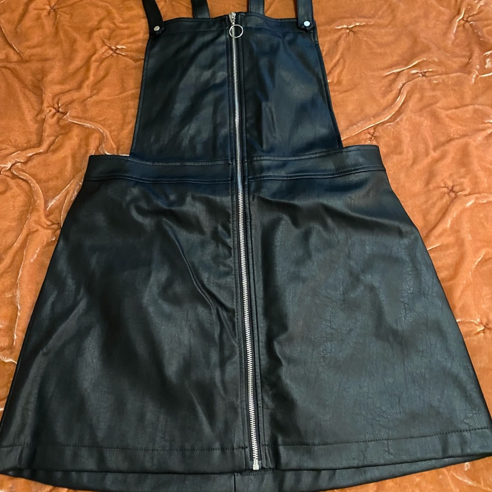 Faux leather overall dress Large